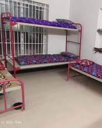 Comfortable bunk bed room with bedding – ladies PG near Hope College Coimbatore